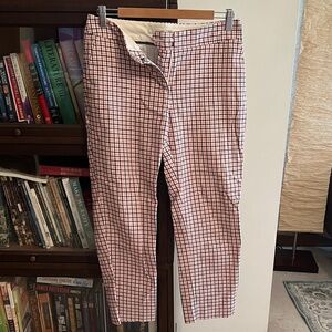 Boden Red and Blue Plaid Cropped Pants
